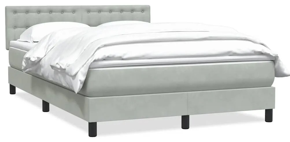 vidaXL Κρεβάτι Boxspring με Στρώμα Ανοιχτό Γκρι 140x220 εκ. Βελούδινο