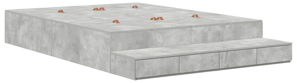 vidaXL Κρεβάτι Αποθήκευσης Γκρι Σκυρόδεμα 150x200 εκ.