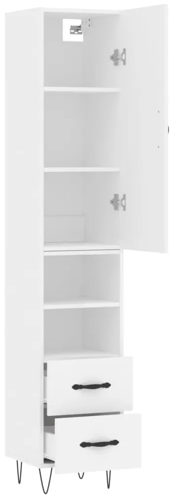 vidaXL Ντουλάπι Λευκό 34,5 x 34 x 180 εκ. από Επεξεργασμένο Ξύλο