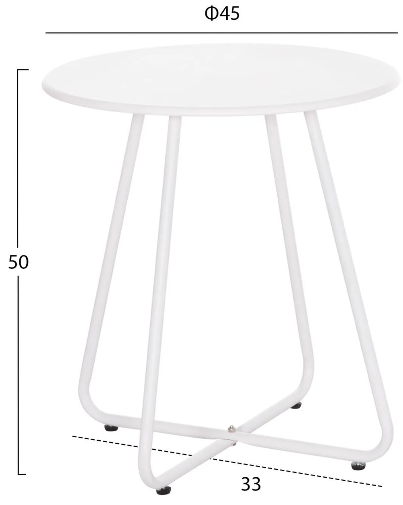 Σετ Κήπου Σαλόνι OREGO 3 τεμ. C21107.02 Αλουμίνιο - Μέταλλο σε Λευκό 58x55x83 εκ.