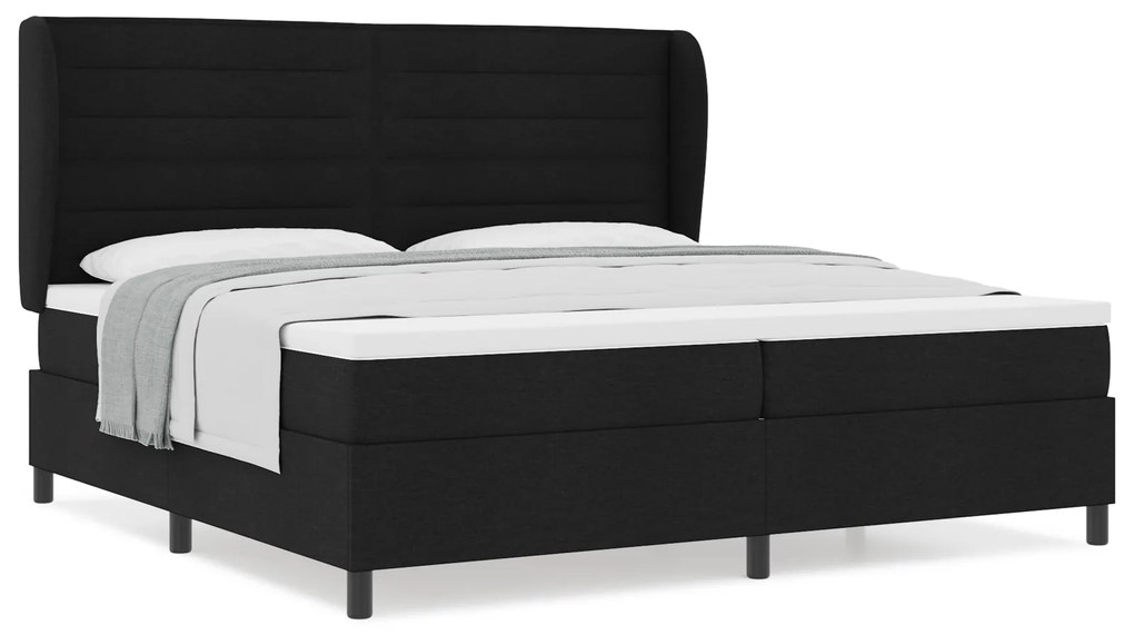 vidaXL κρεβάτι Box Spring με στρώμα Μαύρο 200x200 εκ. Υφάσματος