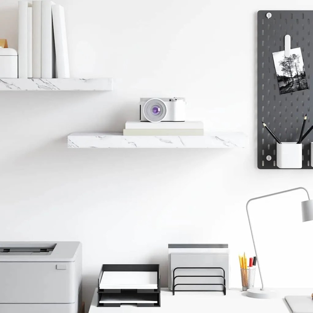 vidaXL Ράφι Τοίχου Λευκό Μάρμαρο 50 x 23 x 4 εκ. Επεξεργασμένο ξύλο