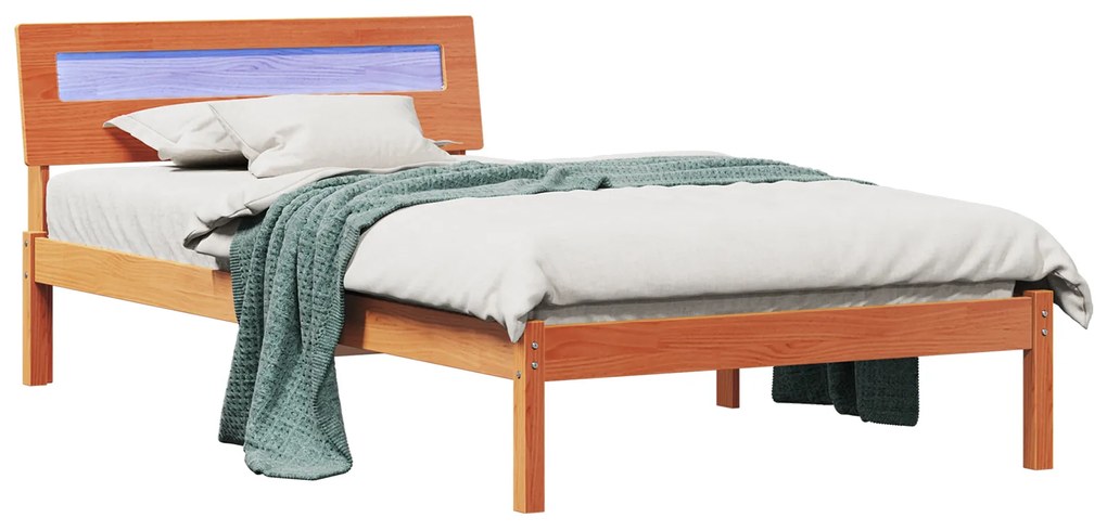 vidaXL Σκελετός Κρεβατιού Καφέ κεριού 75 x 190 cm Μασίφ ξύλο πεύκου