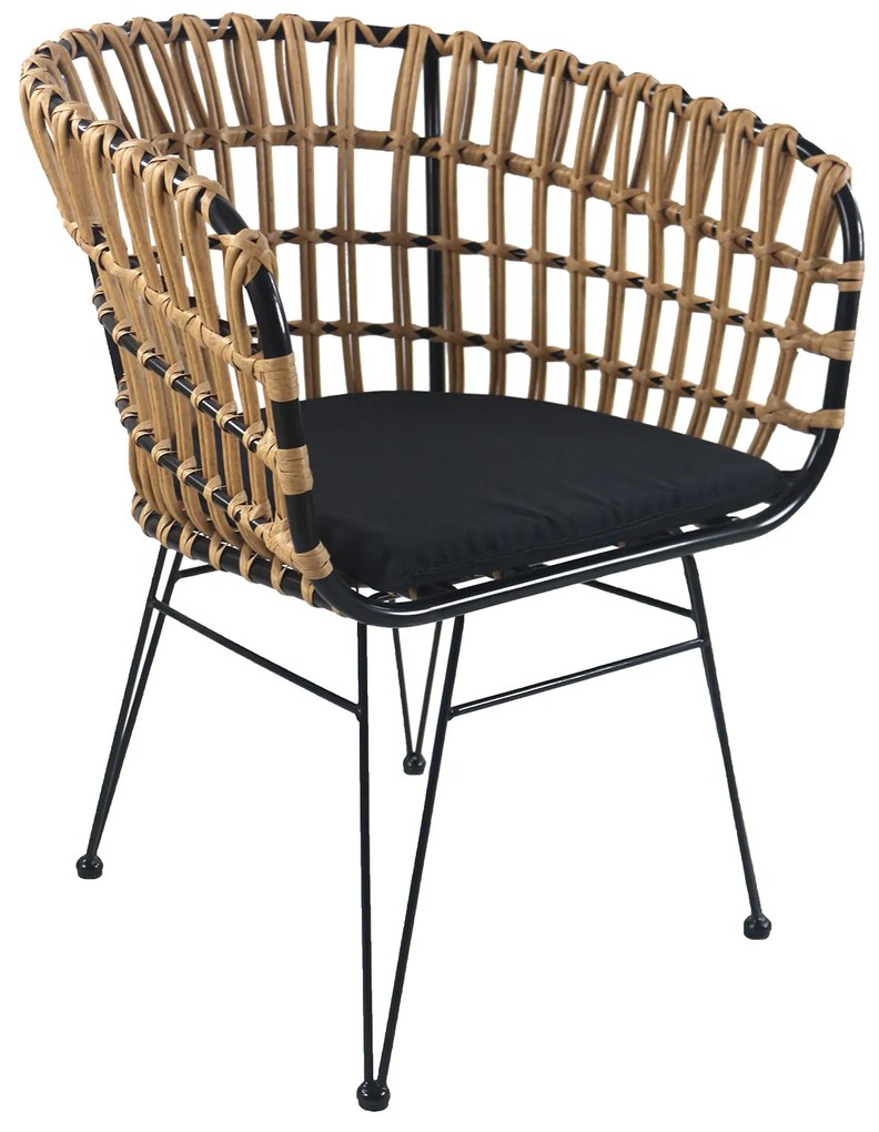 Καρέκλα Κήπου ArteLibre AULIUS Φυσικό/Μαύρο Μέταλλο/Rattan 57x60x78.5cm Arte-14510054