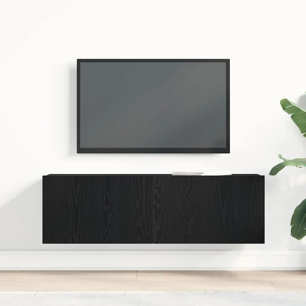 vidaXL Μαύρη Δρυς Τοίχου Τηλεοπτική Ντουλάπα 100x30x30 εκ. Κατασκευασμένη από Συνθετικό Ξύλο
