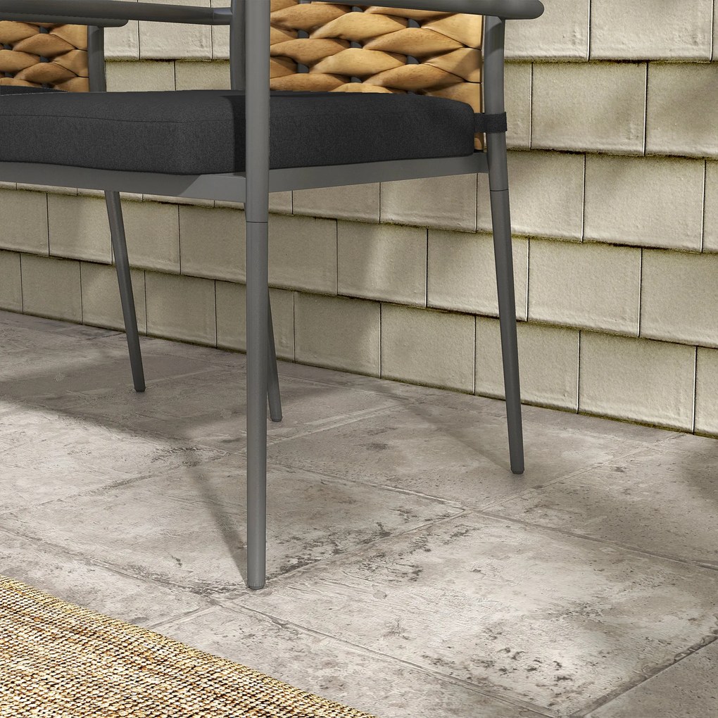 Outsunny Καρέκλες Κήπου Εξωτερικού Χώρου, Ανθεκτικές στις Καιρικές Συνθήκες, Μοντέρνος Σχεδιασμός, 57 x 58 x 87cm, Καφέ+Μαύρο+Γκρι