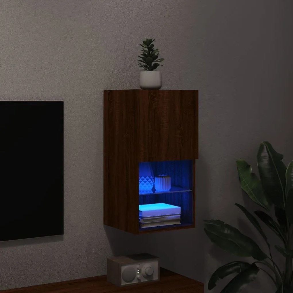 Έπιπλο Τηλεόρασης με LED Καφέ Δρυς 30,5x30x60 εκ. - Καφέ