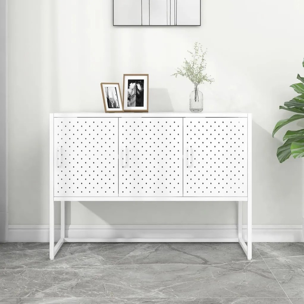 vidaXL Μπουφές Λευκός 105 x 35 x 75 εκ. από Ατσάλι