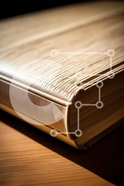 Intra Συλλεκτικό Ξύλινο Παζλ Plywood  4mm - Κοντινό πλάνο ενός βιβλίου με υφή σε ξύλινη επιφάνεια Σε Ξύλινο Κουτί - Διαστάσεις: 10x10 cm – 25 κομμάτια