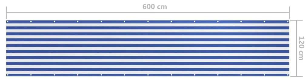 Διαχωριστικό Βεράντας Λευκό/Μπλε 120 x 600 εκ. Ύφασμα Oxford - Πολύχρωμο