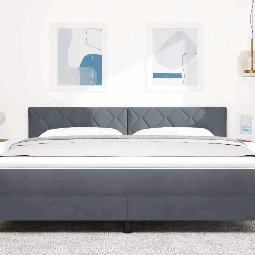 vidaXL LED Κεφαλάρι με φώτα λωρίδας LED Σκούρο γκρι 180 cm Βελούδο