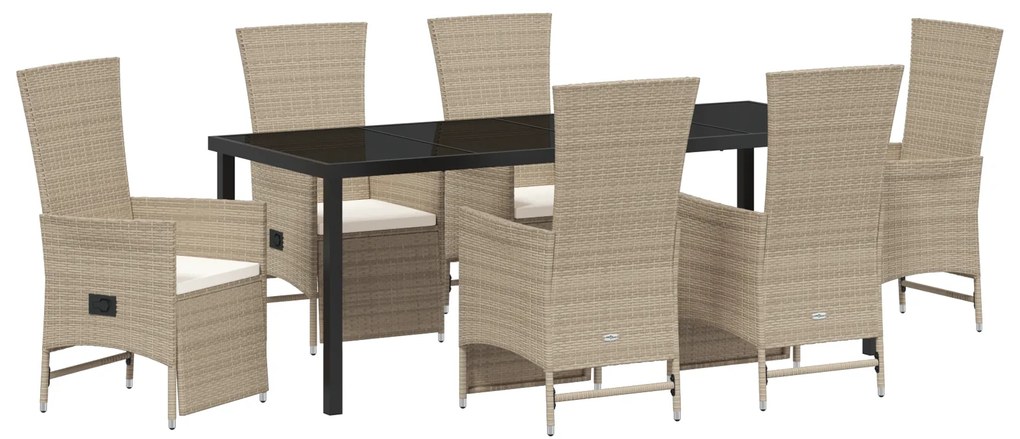 vidaXL Σετ Καρεκλών Κήπου με Ανατολή 7 pcs Μπεζ Κρεμ Λευκό Μαύρο