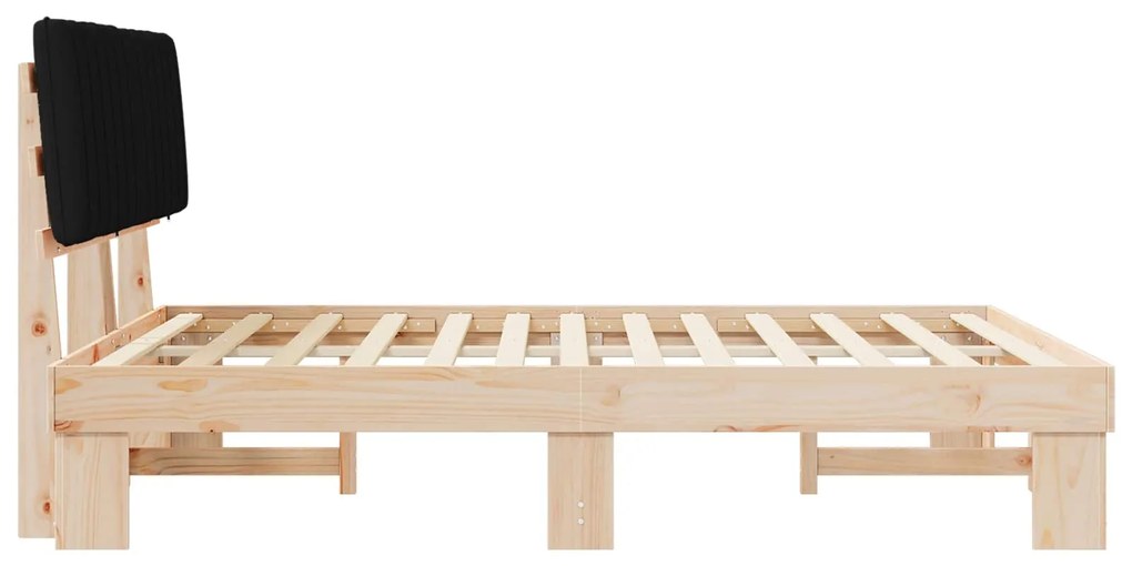 vidaXL Σκελετός Κρεβατιού με Επενδεδυμένο Κεφαλάρι Μαύρο 160 x 200 cm