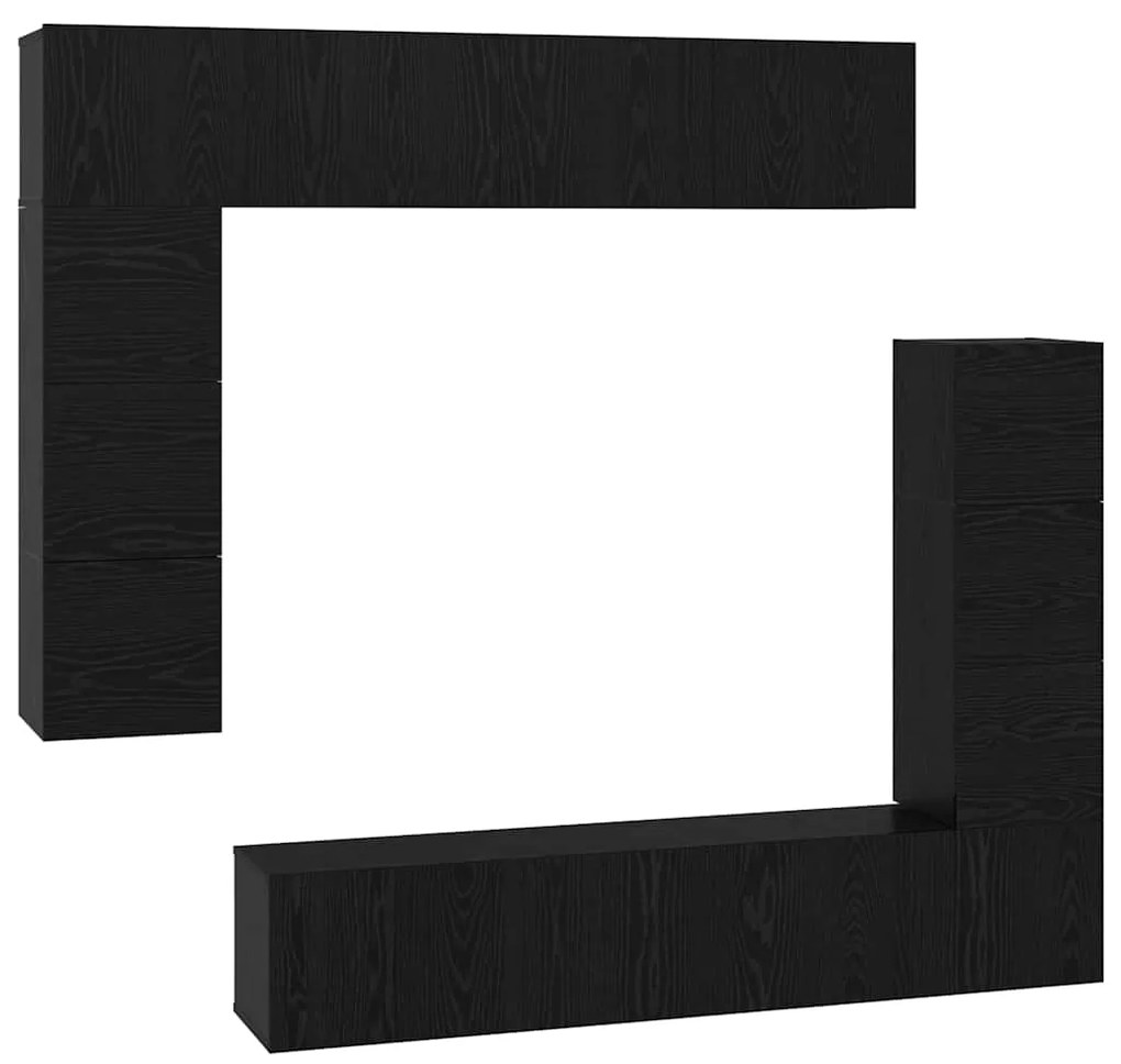 vidaXL Σετ επίπλου τηλεόρασης 8 pcs Μαύρη δρυς 80 x 30 x 30 εκ