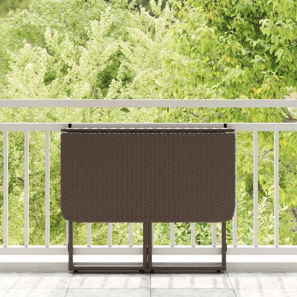 Πτυσσόμενο τραπέζι κήπου καφέ 90x51x75 cm Poly Rattan - Καφέ