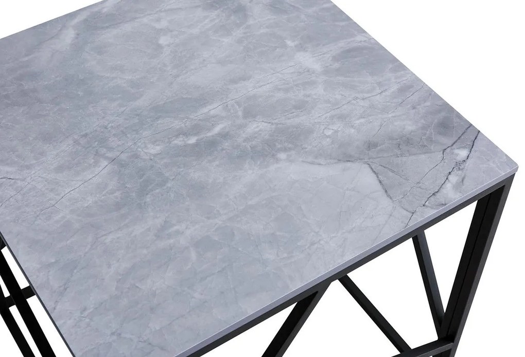 Uni 2 Τραπεζακι Σαλονιου Γκρι Μαρμαρο 55x55x55