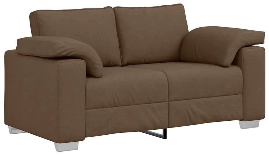 vidaXL Καναπές 3 pcs Καφέ Ύφασμα μείγματος λινών
