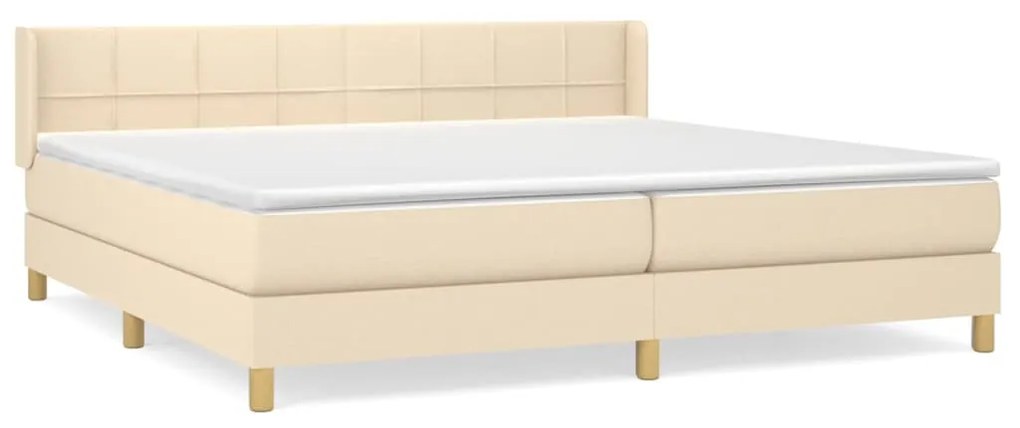 vidaXL Κρεβάτι Boxspring με Στρώμα Κρεμ 200x200 εκ. Υφασμάτινο