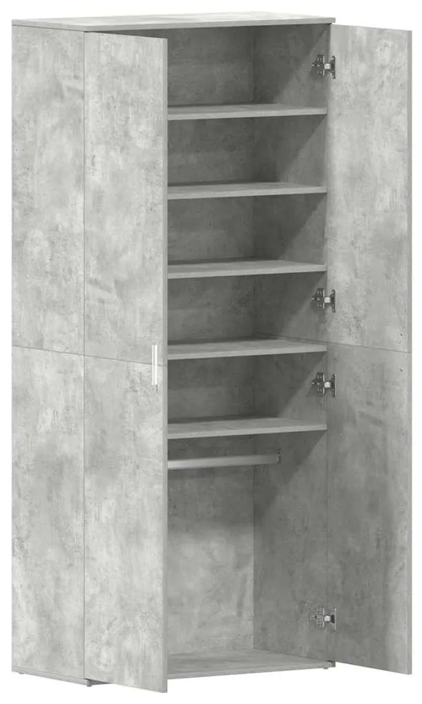 vidaXL Ντουλάπα Παπουτσιών Γκρι 80 x 39 x 180 εκ Επεξεργασμένο ξύλο