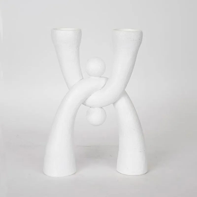 Κηροπήγιο 2 Θέσεων 752-26015 19x6,5x25,5cm White Estheti Home Πολυρεσίνη