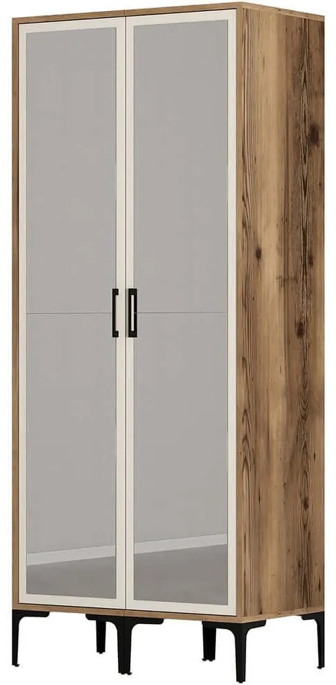 Ντουλάπα Δίφυλλη Kumsal 845HCT5436 80x47,5x201,4cm Walnut-Cream Δίφυλλη