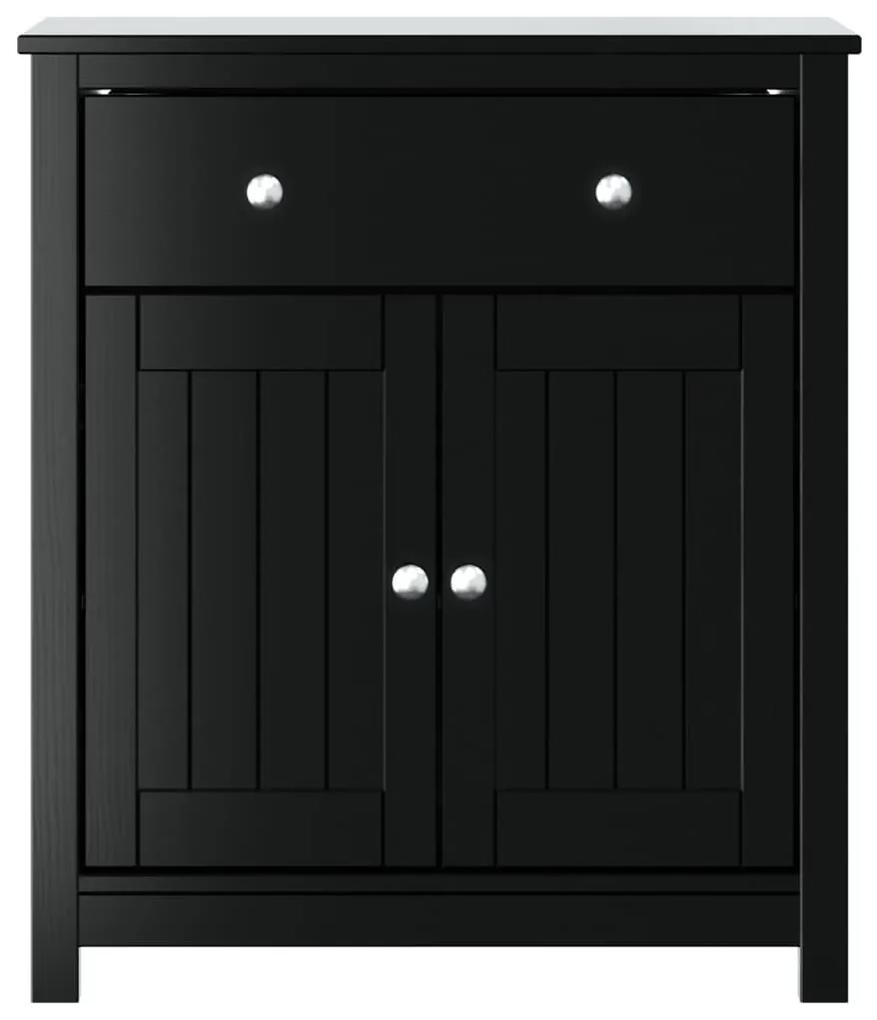Ντουλάπι Μπάνιου BERG Μαύρο 69,5x34x80 εκ. Μασίφ Ξύλο Πεύκου - Μαύρο