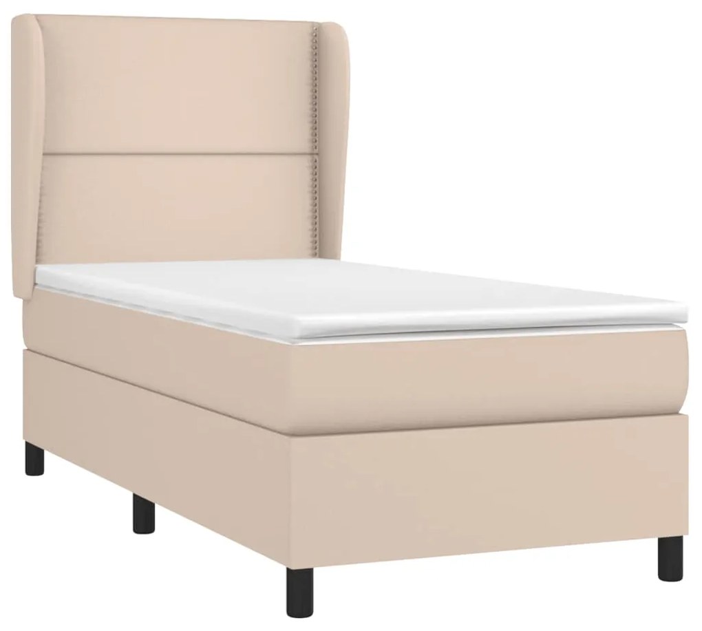 vidaXL Κρεβάτι Boxspring με Στρώμα Καπουτσίνο 80x200 εκ. Συνθ. Δέρμα