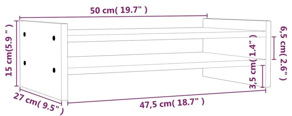 Βάση Οθόνης Λευκή 50 x 27 x 15 εκ. από Μασίφ Ξύλο Πεύκου - Λευκό