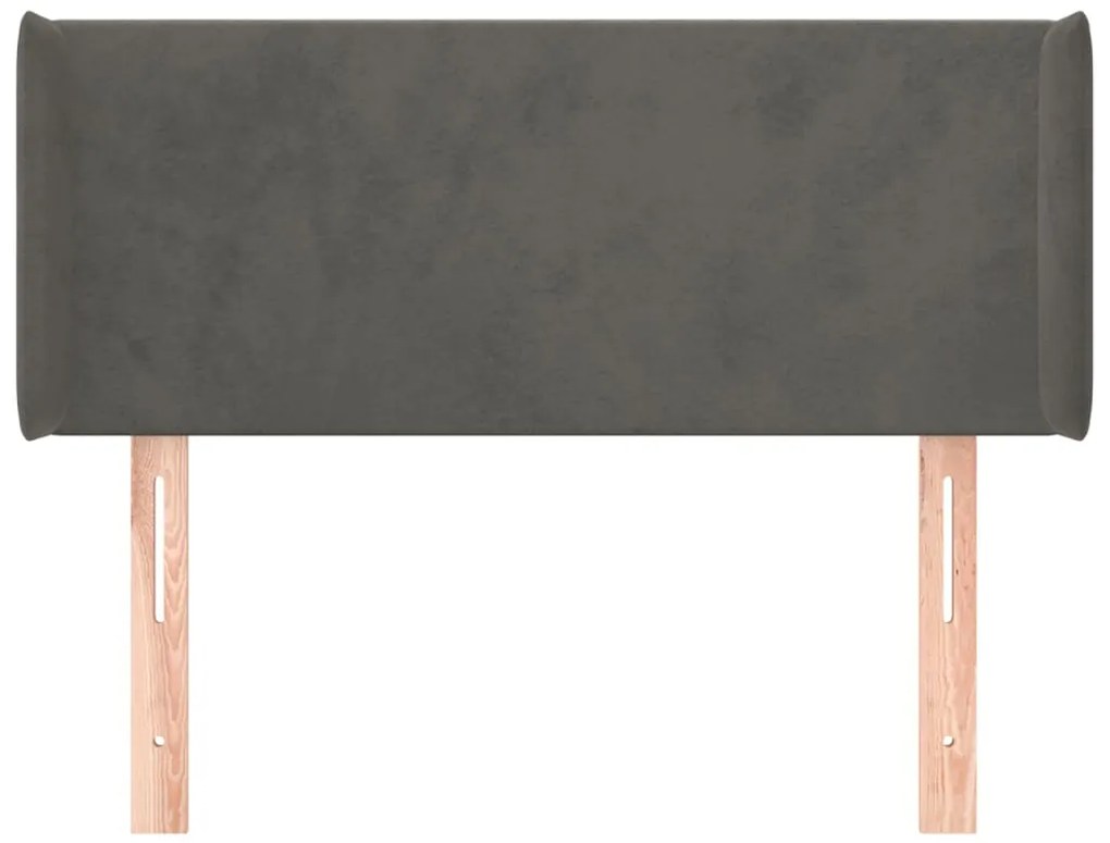 Κεφαλάρι με Πτερύγια Σκούρο Γκρι 93x16x78/88 εκ. Βελούδινο 3118525