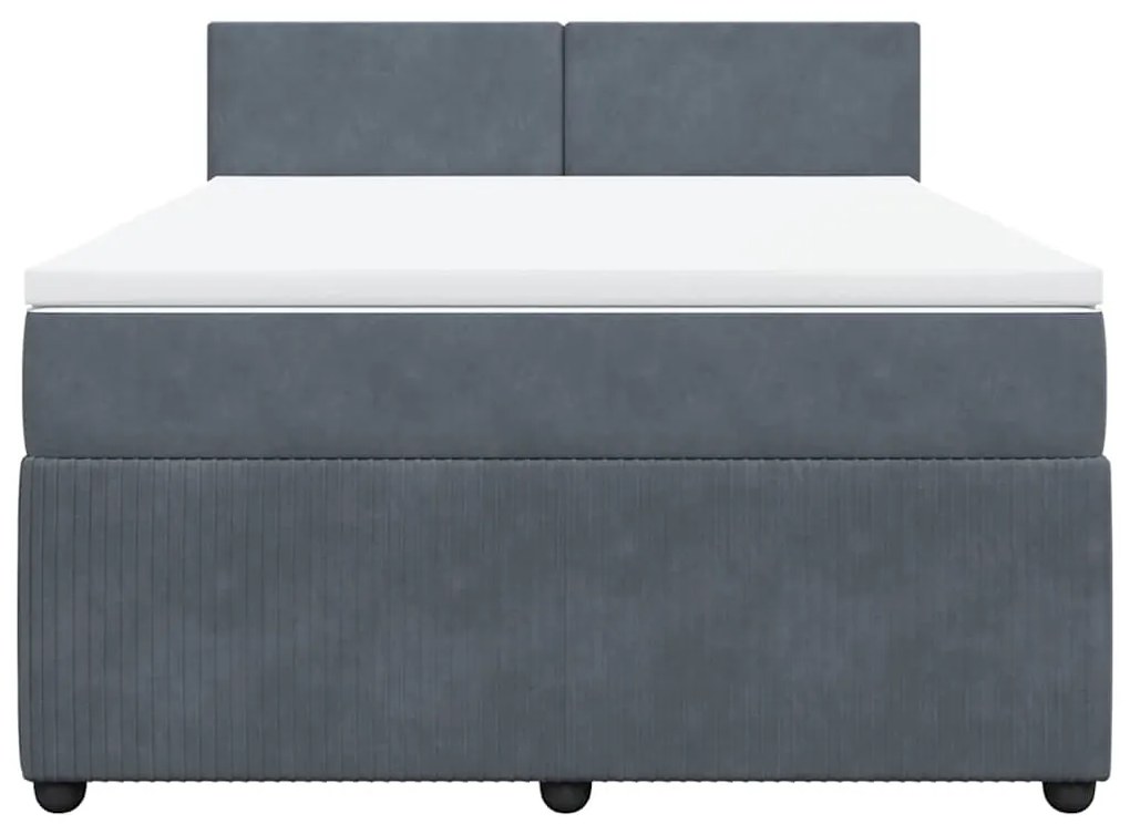 vidaXL Κρεβάτι Boxspring με Στρώμα Σκούρο Γκρι 160x200 εκ. Βελούδινο