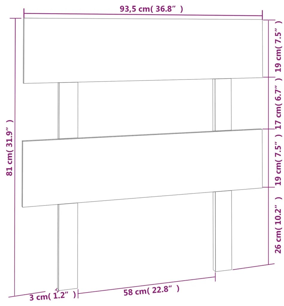 vidaXL Κεφαλάρι Κρεβατιού Λευκό 93,5x3x81 εκ. από Μασίφ Ξύλο Πεύκου