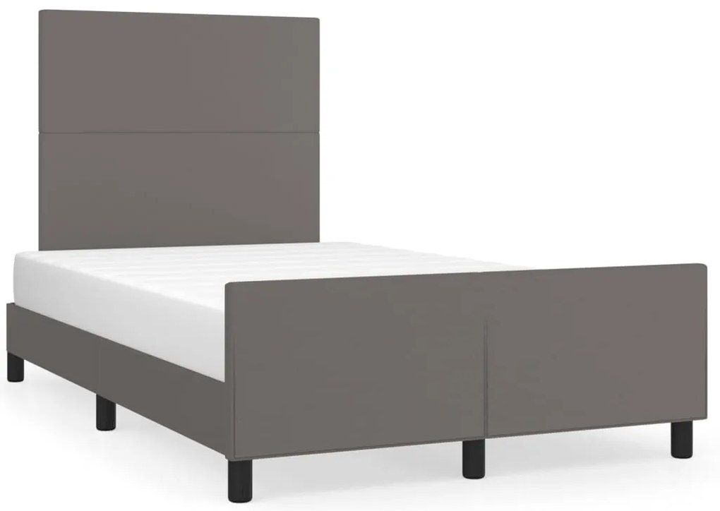 vidaXL Πλαίσιο Κρεβατιού με Κεφαλάρι Γκρι 120x200 εκ. Συνθετικό Δέρμα