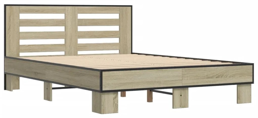 vidaXL Πλαίσιο Κρεβατιού Sonoma Δρυς 120x200 εκ. Επεξ. Ξύλο &amp; Μέταλλο