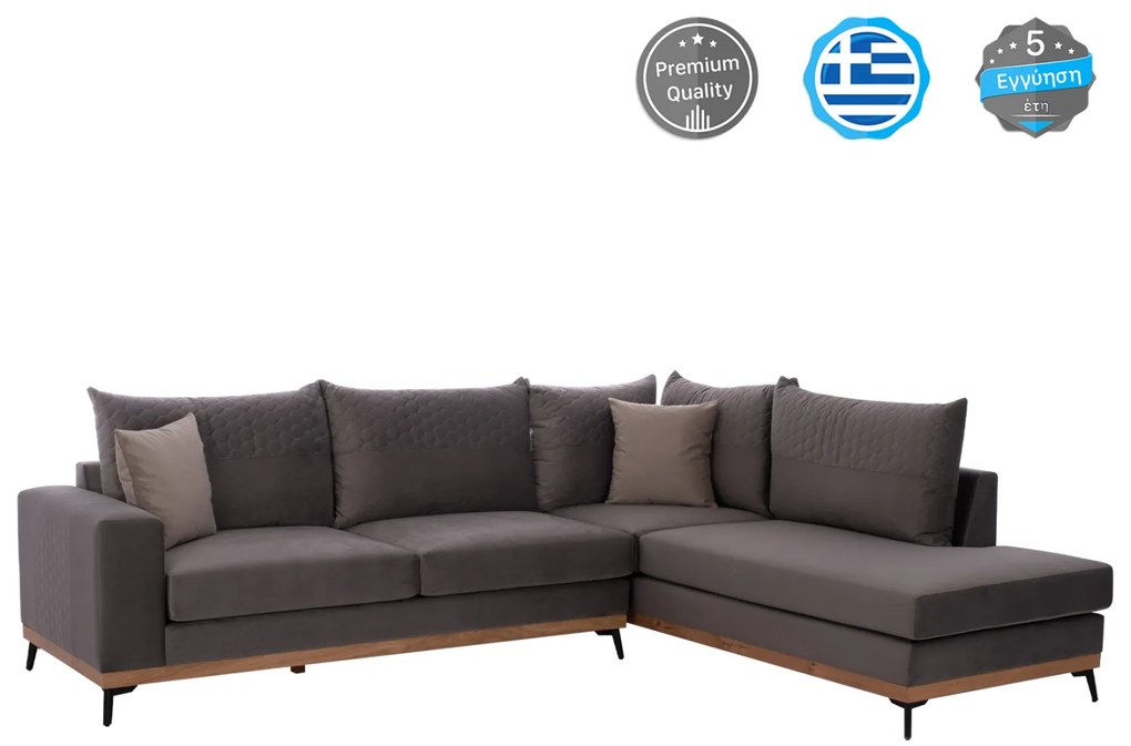 ΚΑΝΑΠΕΣ ΔΕΞΙΑ ΓΩΝΙΑ ΥΦΑΣΜΑ ΑΛΕΚΙΑΣΤΟ ΓΚΡΙ 290Χ240Χ94Υεκ. FB93253.01R 0516517