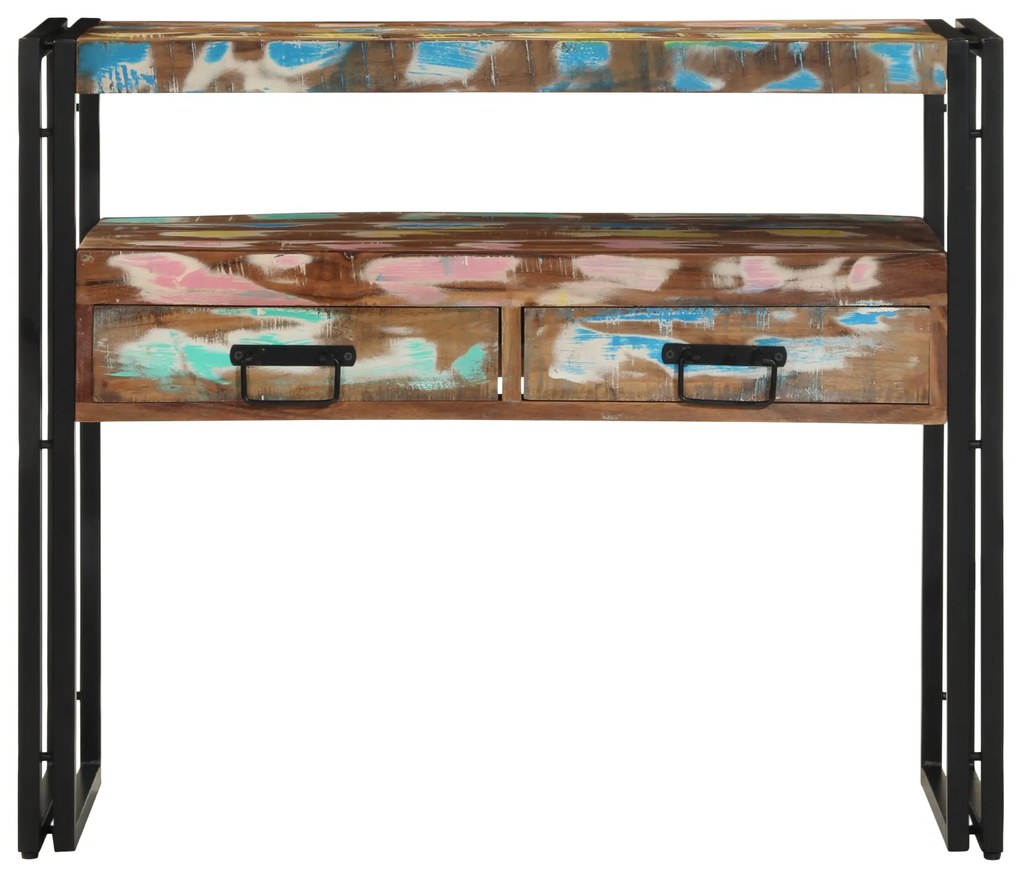 vidaXL Τραπέζια άκρης Πολύχρωμο 90x33x75 εκ. Μασίφ ανακυκλωμένο ξύλο & Μέταλλο