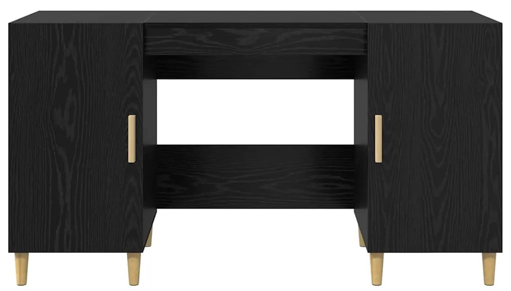 vidaXL Γραφείο με ράφι Μαύρη Οξυά 140 x 50 x 75 εκ. Επεξεργασμένο ξύλο