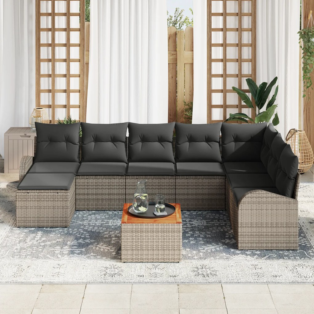 vidaXL Σετ Καναπέ Κήπου 9 pcs Γκρι