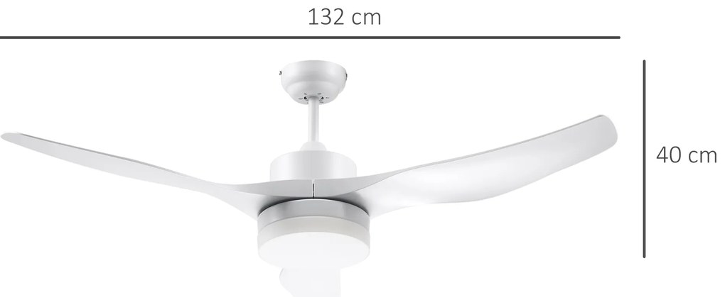 Ανεμιστήρας οροφής HOMCOM με φως LED, σχεδιασμός 2 σε 1, με χρονοδιακόπτη, τηλεχειριστήριο, φωτιστικό οροφής με ανεμιστήρα, λευκό