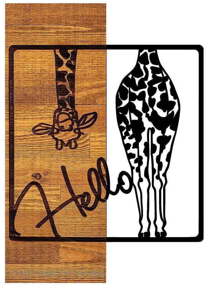 Διακοσμητικό Τοίχου Hello 899SKL2222 35x3x50cm Light Walnut-Black Wallity Metal,Wood