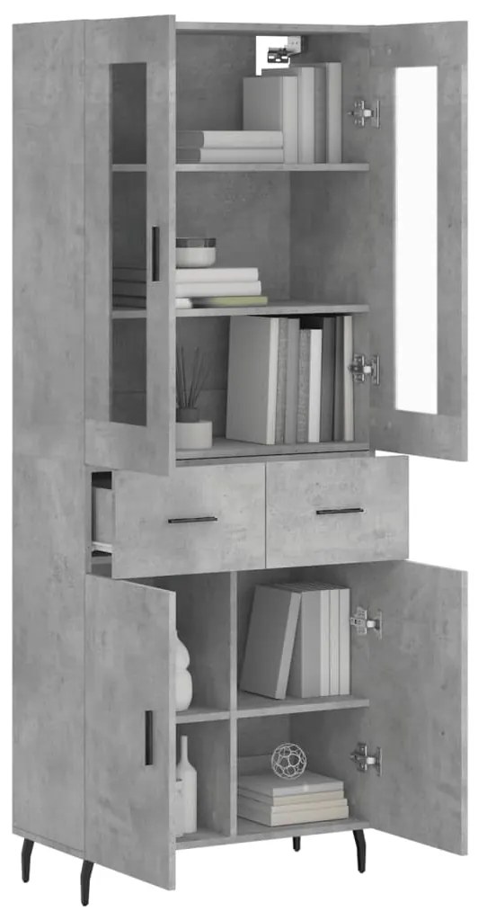 vidaXL Ντουλάπι Γκρι Σκυροδέματος 69,5x34x180 εκ. Επεξεργασμένο Ξύλο