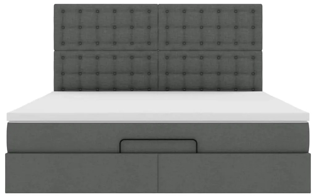 vidaXL Οθωμανικό κρεβάτι με στρώμα σκούρο γκρι 160x200cm ύφασμα