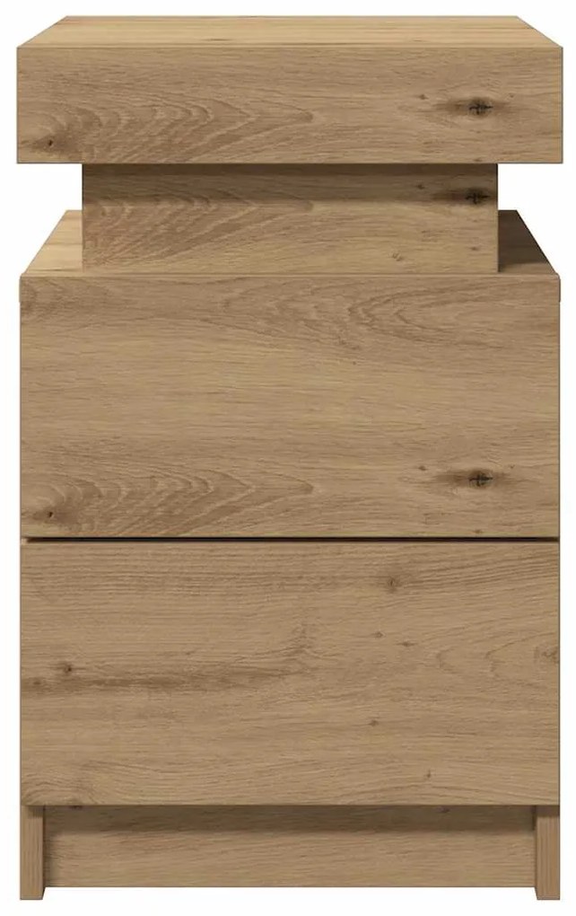 vidaXL Κομοδίνο με LED Αρτισιανή Δρυς 35x39x55 εκ. Επεξ. Ξύλο