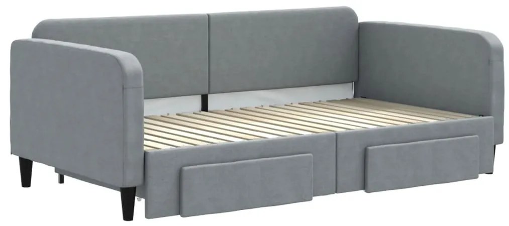 vidaXL Καναπές Κρεβάτι Συρόμενος Αν. Γκρι 90x190 εκ.Ύφασμα & Συρτάρια