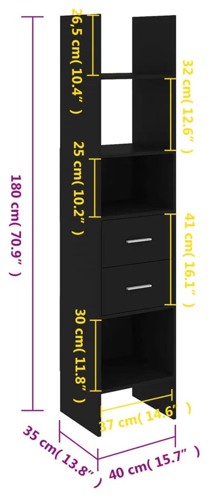 ΒΙΒΛΙΟΘΗΚΗ ΜΑΥΡΗ 40 X 35 X 180 ΕΚ. ΑΠΟ ΜΟΡΙΟΣΑΝΙΔΑ 803417