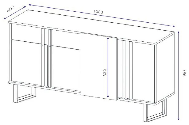 Μπουφές Amanda pakoworld καρυδί-μαύρο 160x40x78.5εκ - 120-000188 - 120-000188