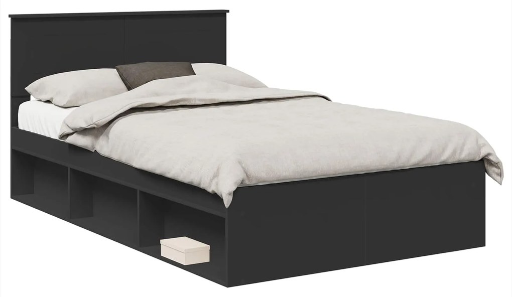 vidaXL Σκελετός Κρεβατιού Μαύρο 120 x 190 cm Επεξεργασμένο ξύλο
