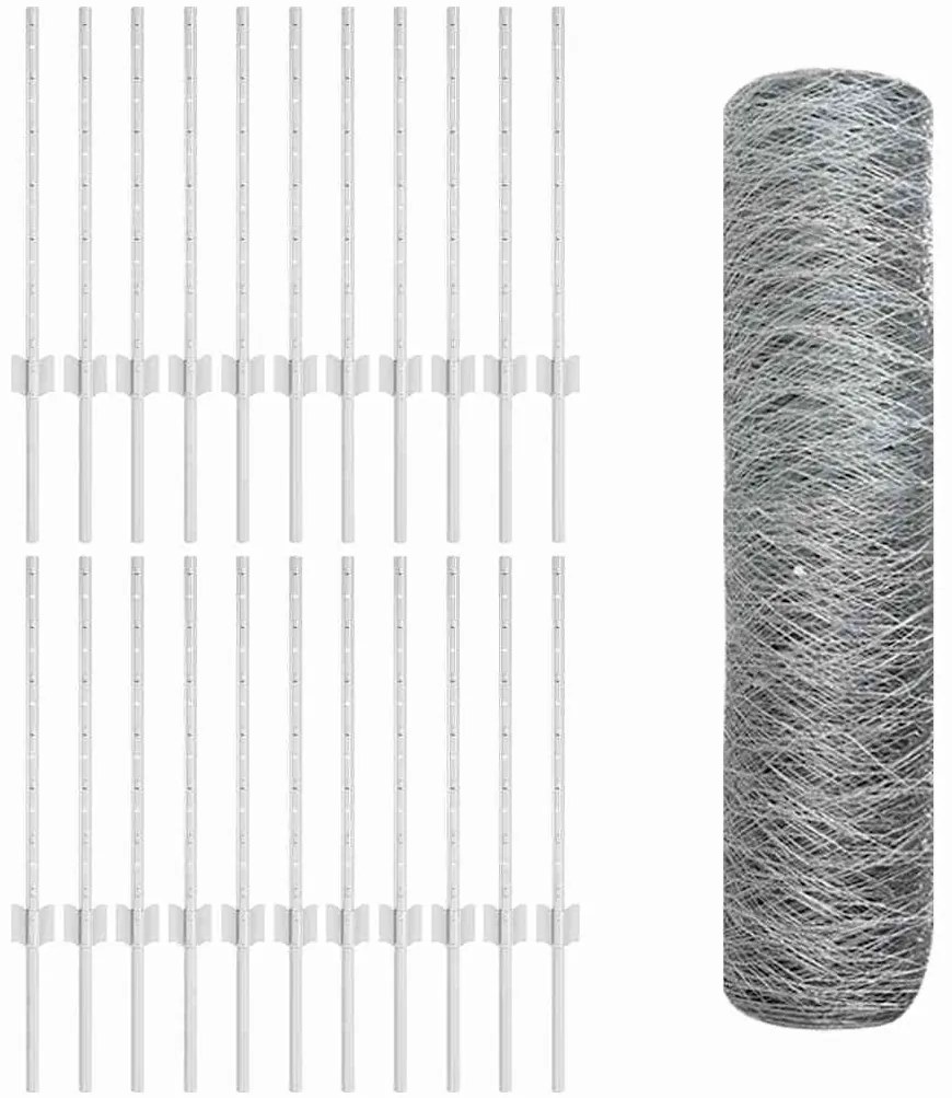 vidaXL Φράχτης με Στήλες. Ασημί 0.6 x 50 μ. Ατσάλι