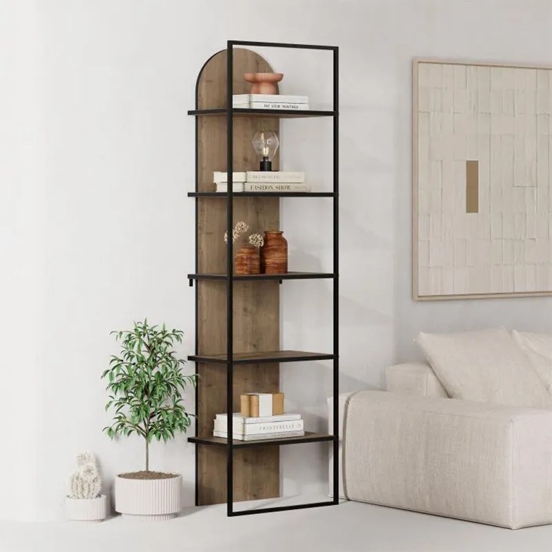 Megapap Βιβλιοθήκη Archy Ανοιχτό Καρυδί 53x31,7x180εκ.
