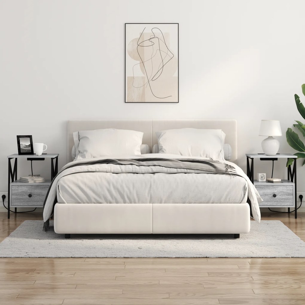 vidaXL Κομοδίνο με συρτάρι 2 pcs Γκρι sonoma 41.5 x 40.5 x 55 εκ.