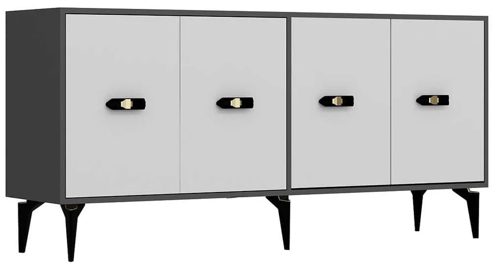 Μπουφές Fly 475OLV2363 180x35x82,6cm Anthracite-White Μοριοσανίδα, Μελαμίνη